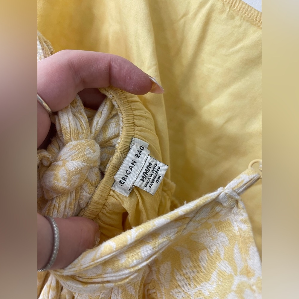 American Eagle Outfitters Tie Yellow Floral Mini Dress - Picture 5 of 5